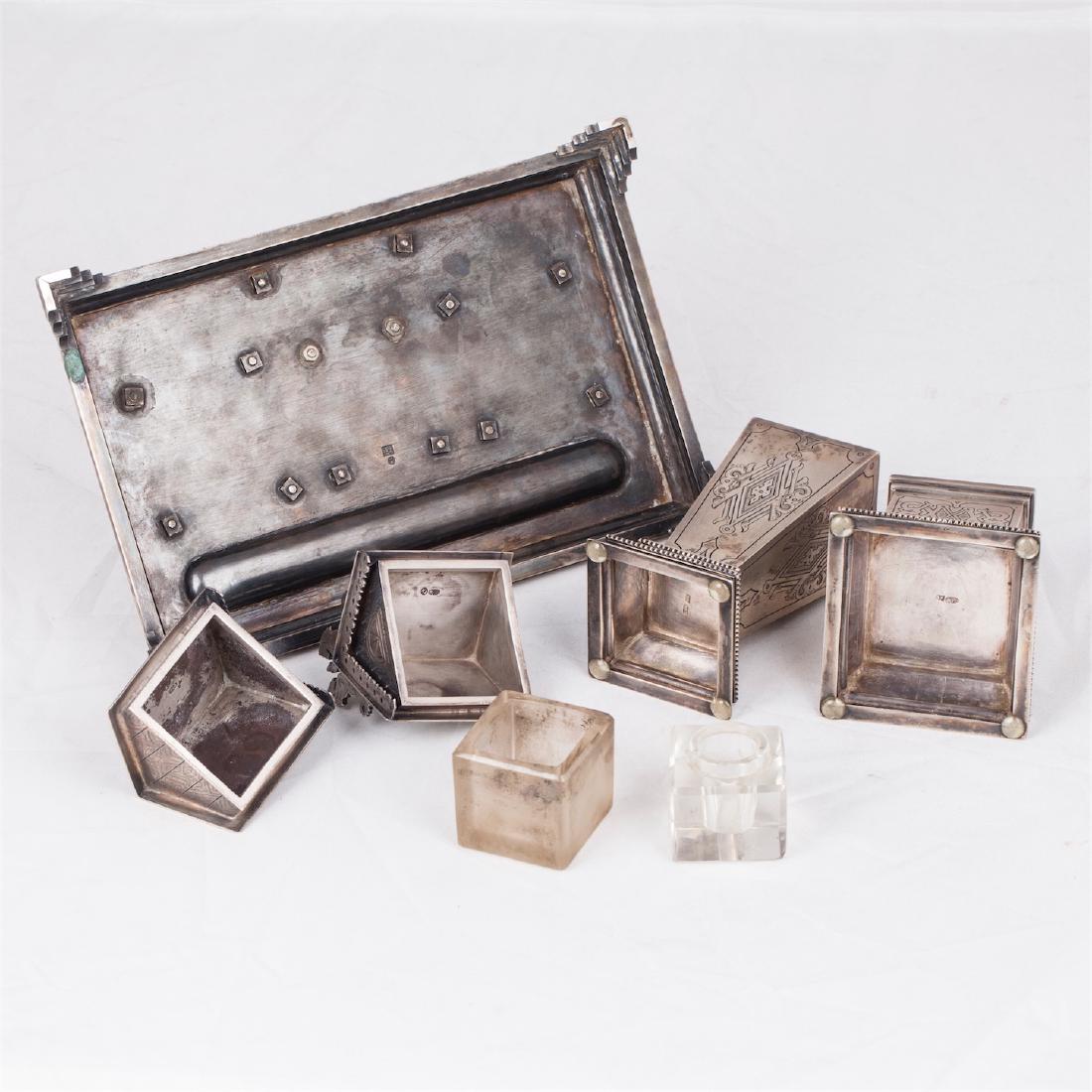 Grand presentation silver and engraved desk set — image 4