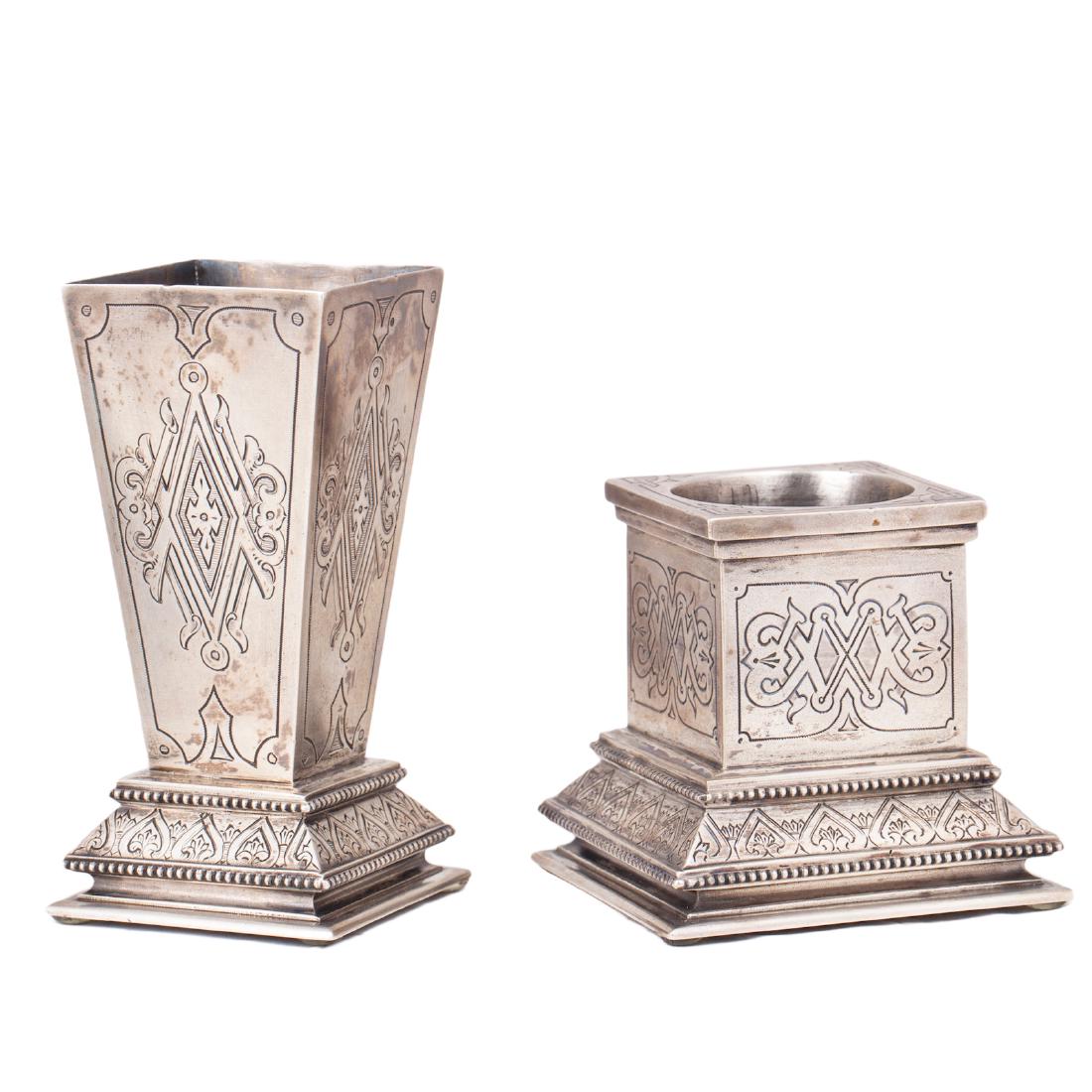 Grand presentation silver and engraved desk set — image 5