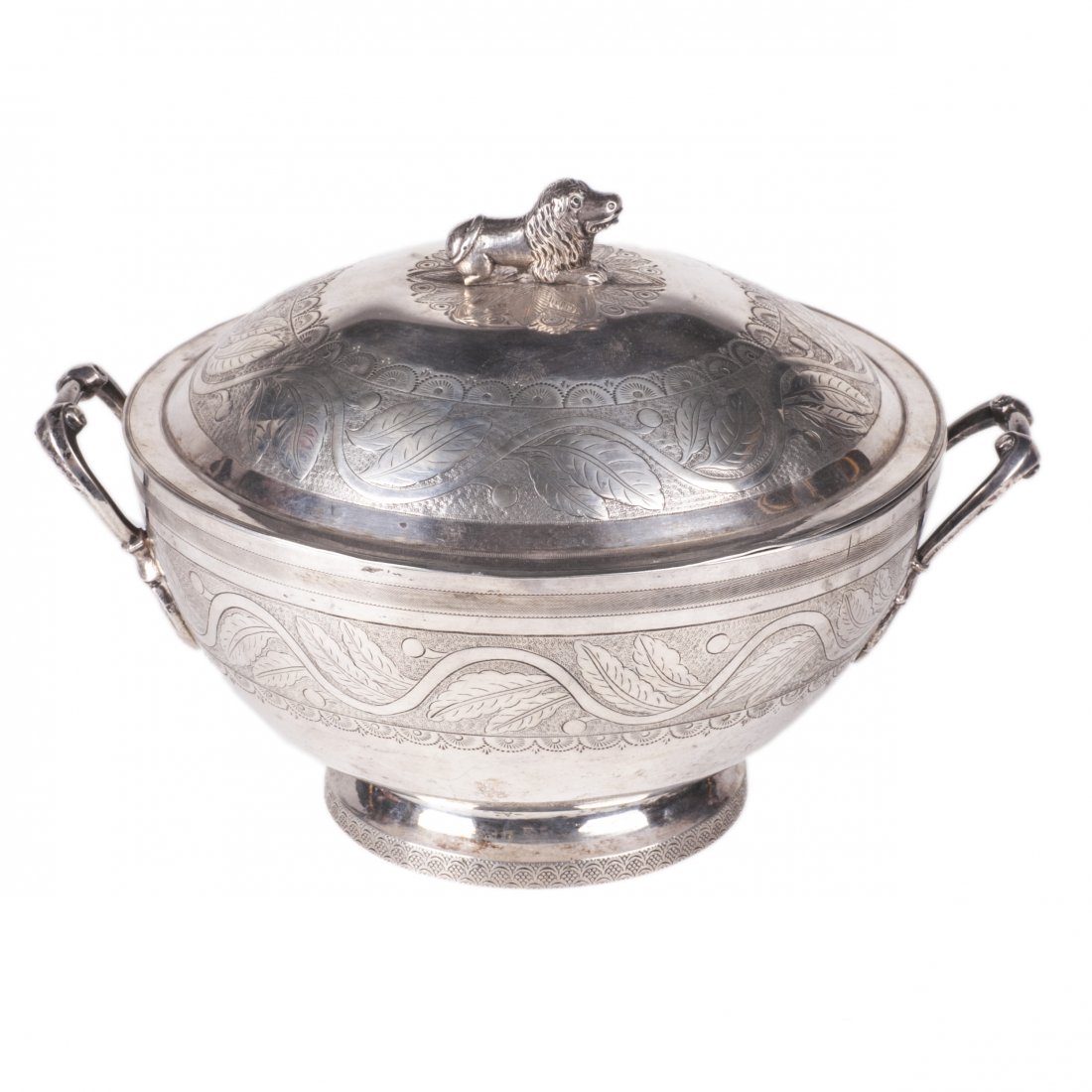 Silver vegetable dish with pot — image 1