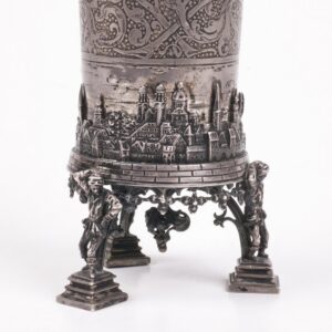 Antique silver goblet on legs with a town view — image 2