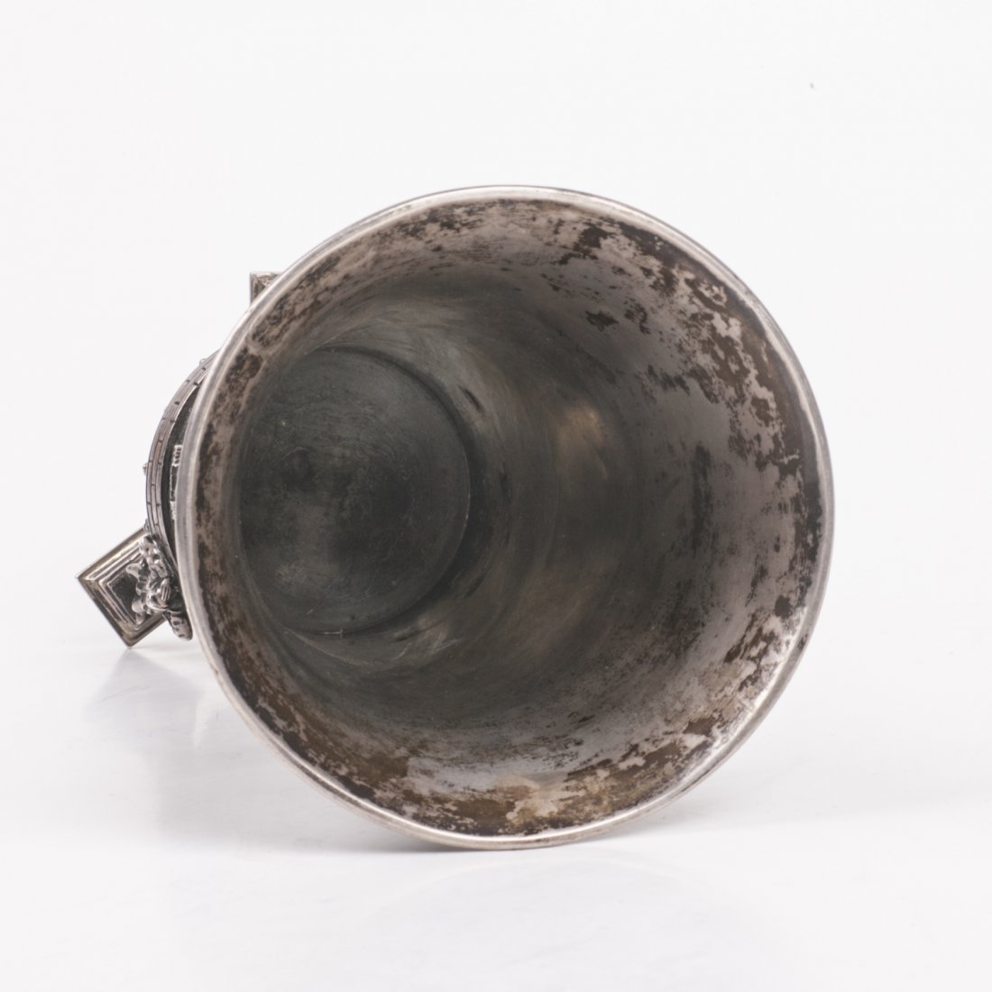 Antique silver goblet on legs with a town view — image 4