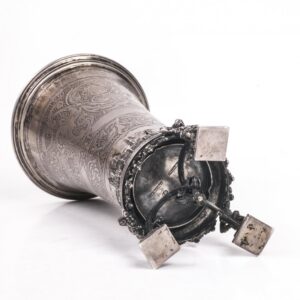 Antique silver goblet on legs with a town view — image 5