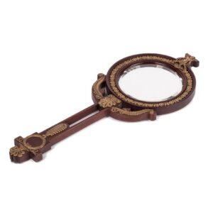 Antique wooden and brass mirror — image 1