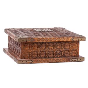 Unusual Russian wood carving and brass casket — image 3
