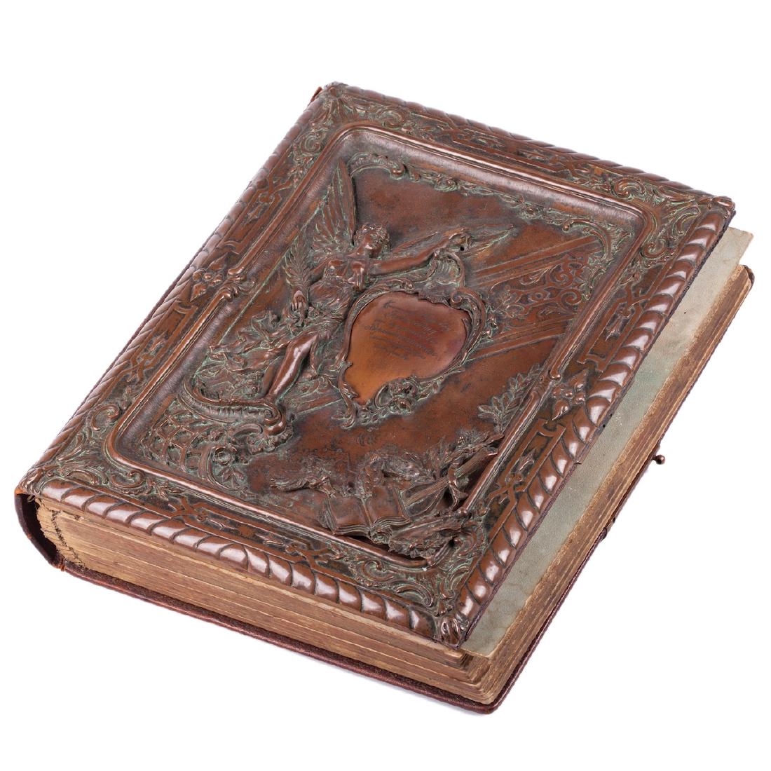 Antique Russian photo album with bronze plaque — image 1