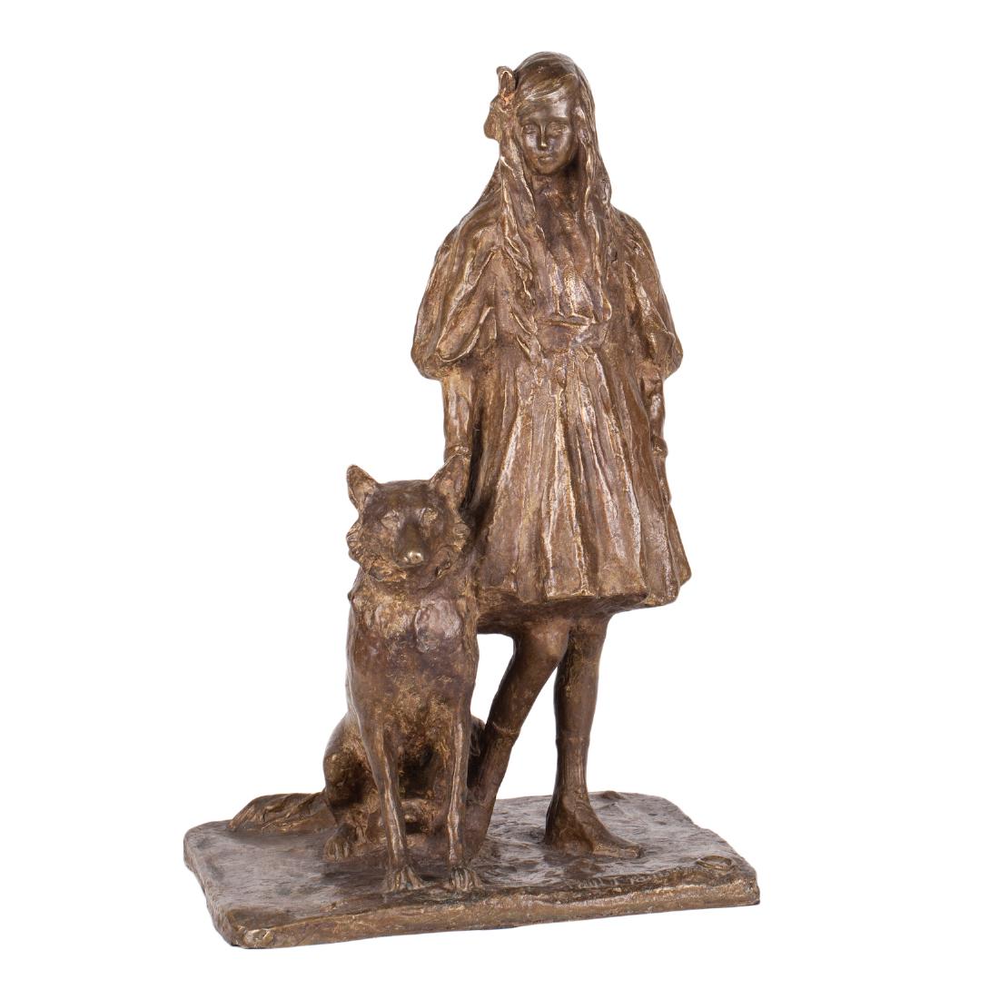 Russian bronze "Girl with a dog" by P.Troubetskoy — image 1