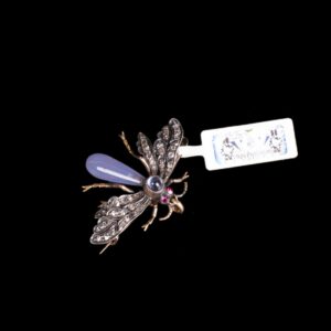 Russian Imperial time gold brooch with dragonfly shape — image 1