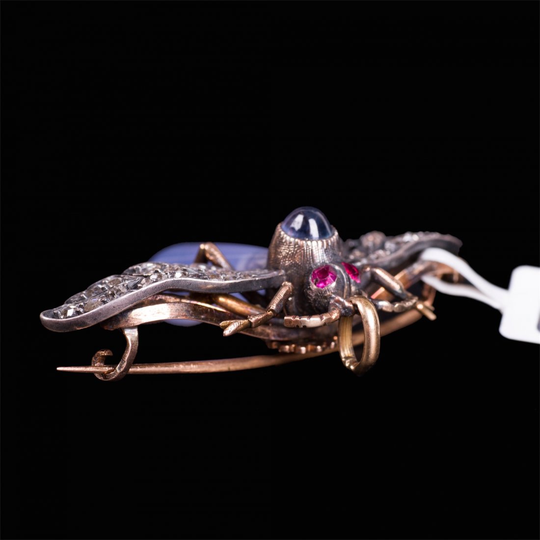 Russian Imperial time gold brooch with dragonfly shape — image 2