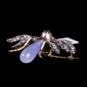 Russian Imperial time gold brooch with dragonfly shape — image 3