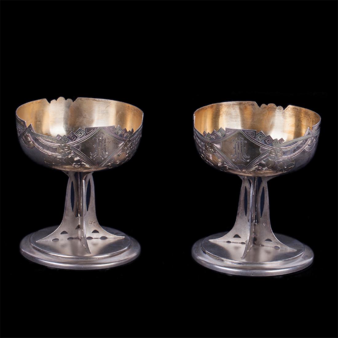 A pair of Russian engraved silver-gilt ice cream bowls — image 1
