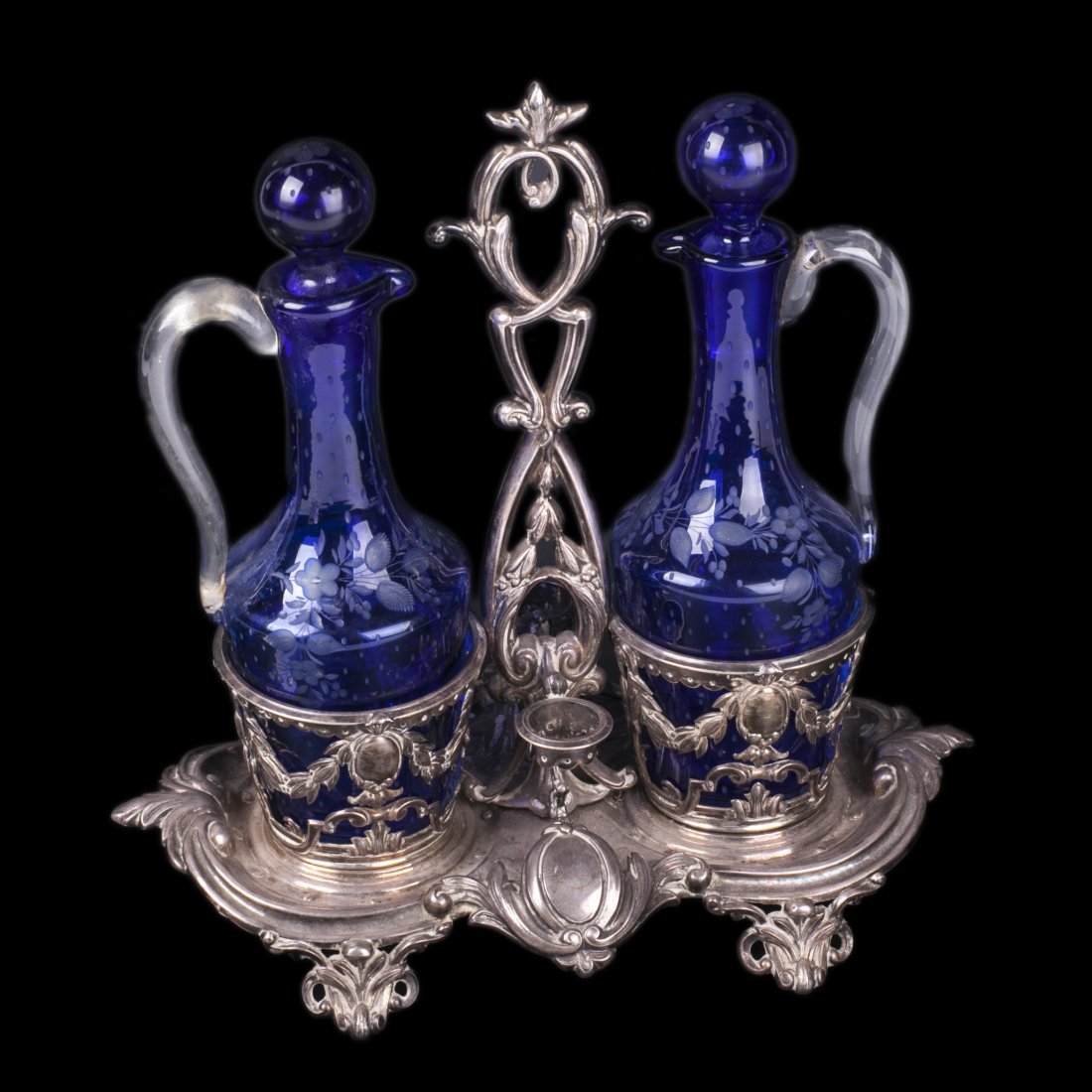Antique French silver cruet stand — image 1