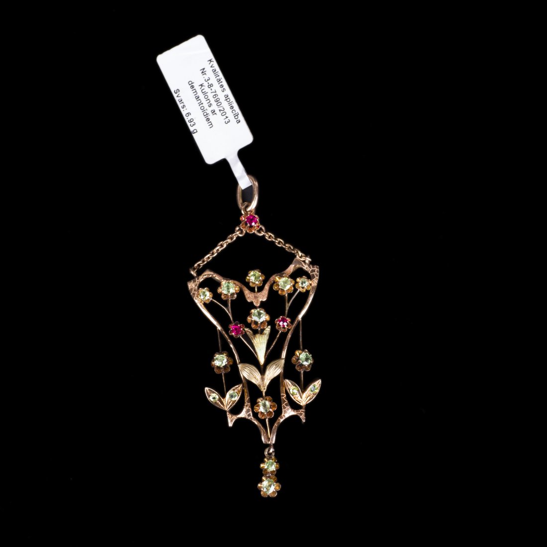 Imperial time enamel gold pendant with rubies, — image 1