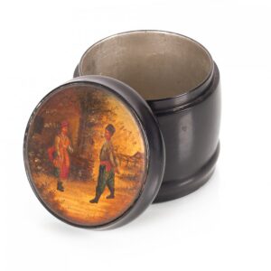 Russian lacquer box in the shape of barrell. — image 1