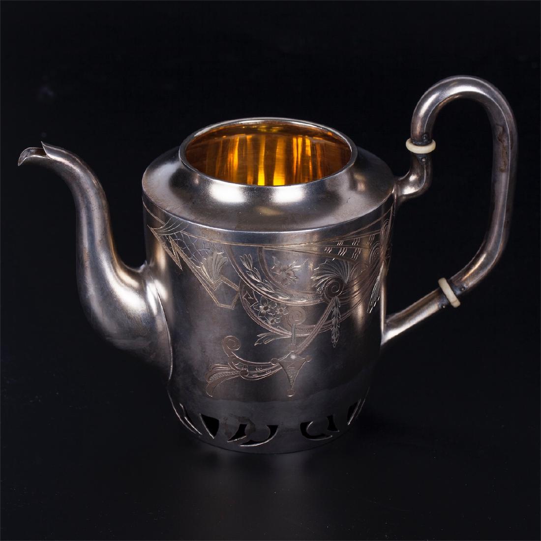 Russian silver-gilt and engraving tea set — image 2