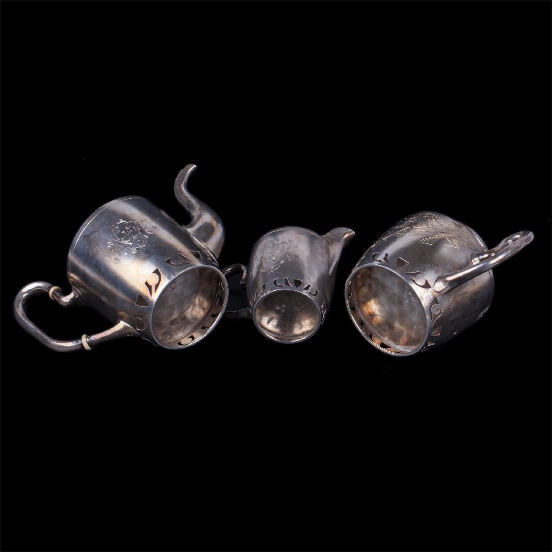 Russian silver-gilt and engraving tea set — image 7