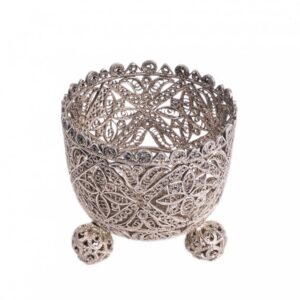 Antique filigree silver stand for egg — image 1