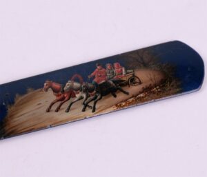 Russian lacquer papper knife "Winter troyka". — image 2