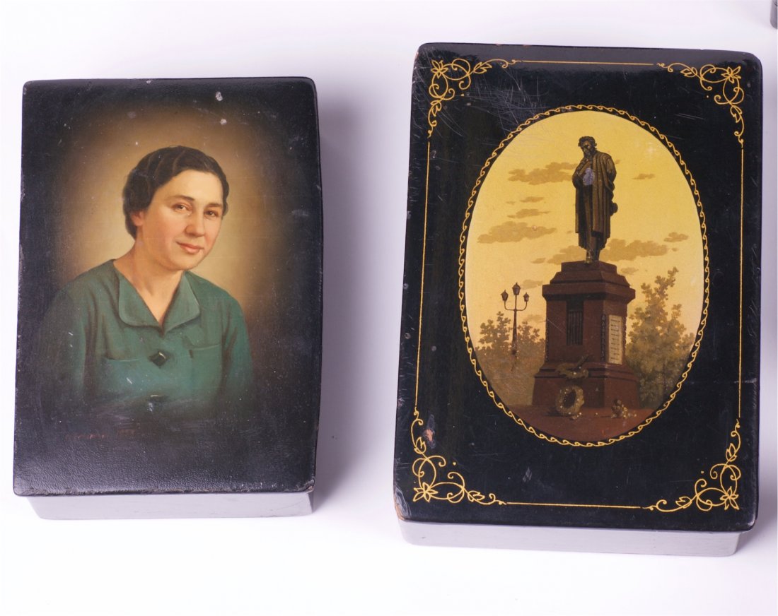 Set of 7 soviet lacquer boxes. Palekh, Fedoskino. — image 4
