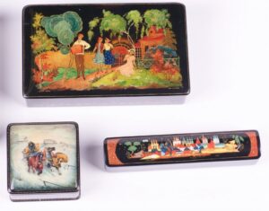Set of 7 soviet lacquer boxes. Palekh, Fedoskino. — image 5