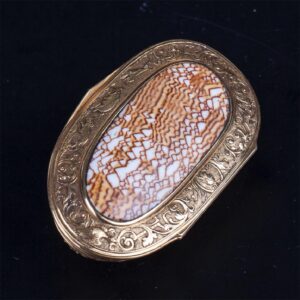 Antique gold authentic shell snuff box with a hunt — image 2