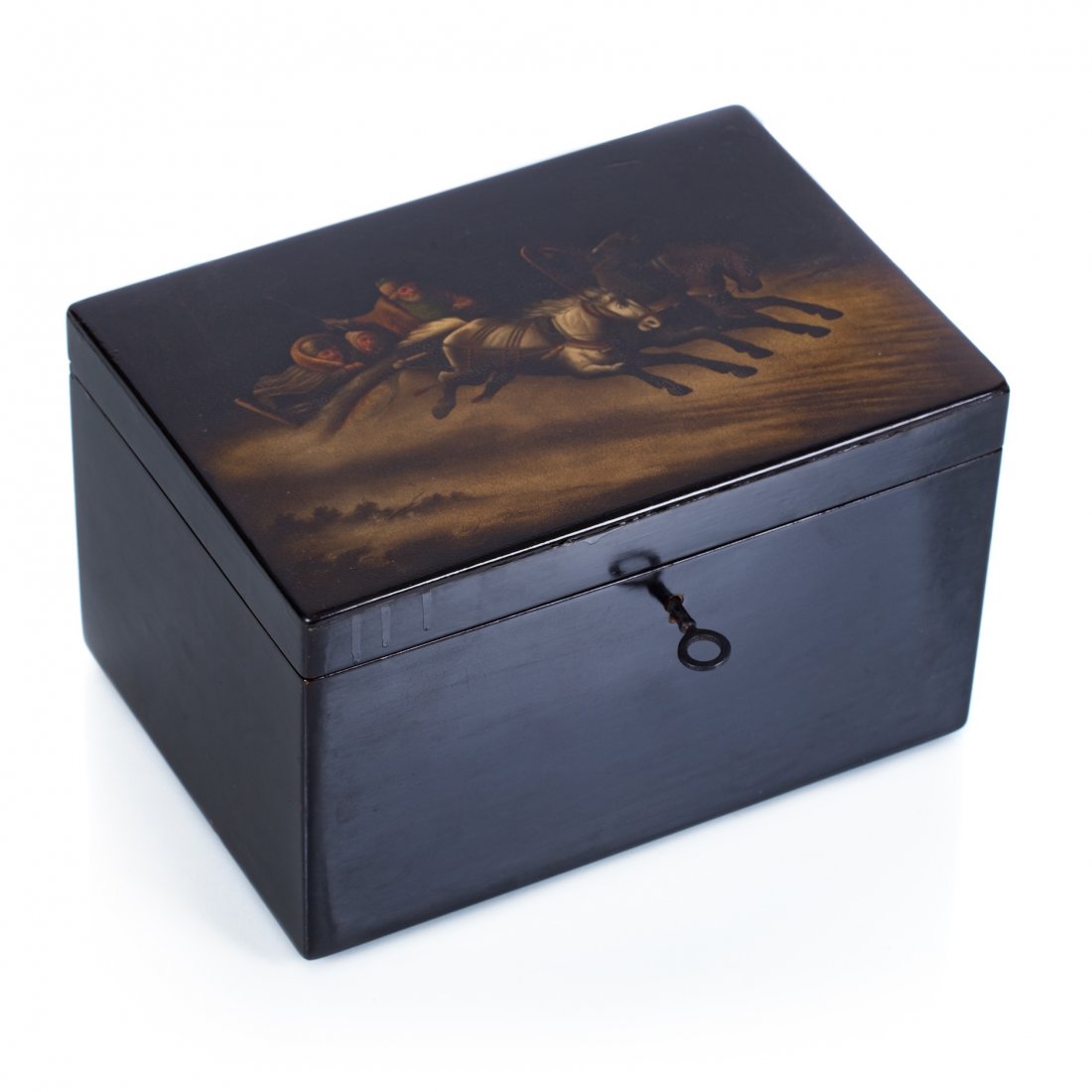 Russian lacquer casket "Winter troyka". — image 1