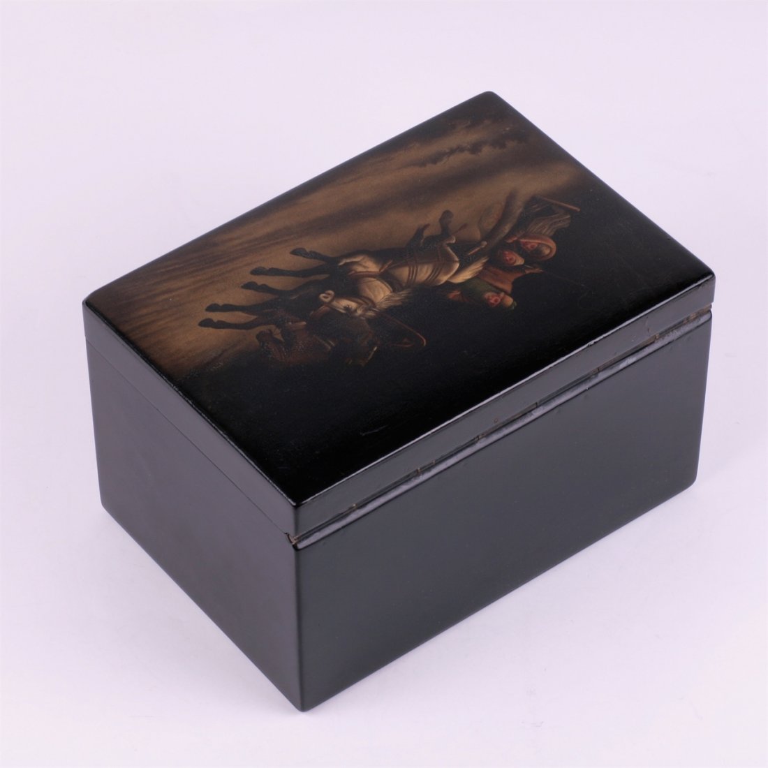 Russian lacquer casket "Winter troyka". — image 2