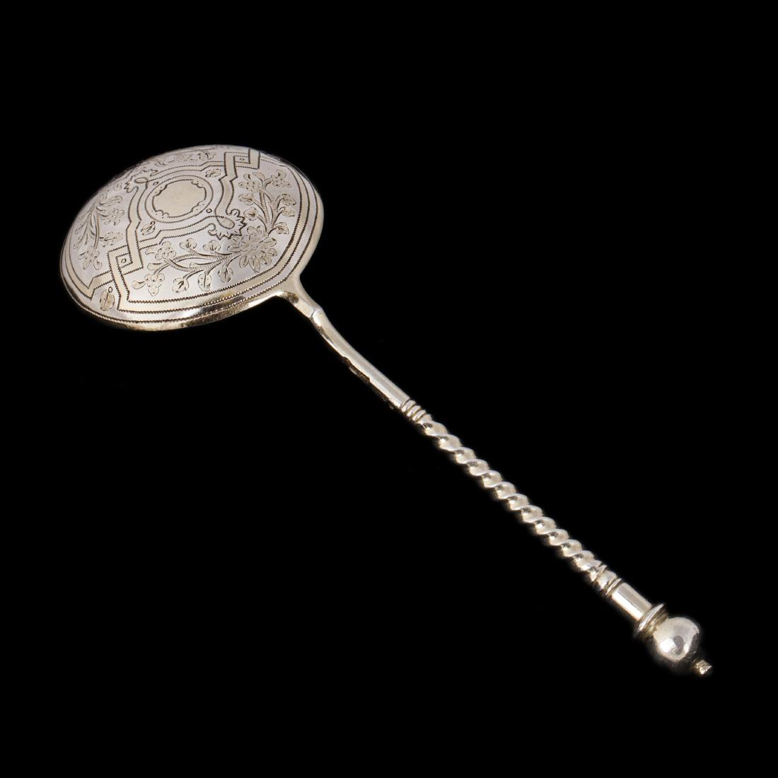 Russian silver-gilt and engraving jam spoon. Moscow, — image 1