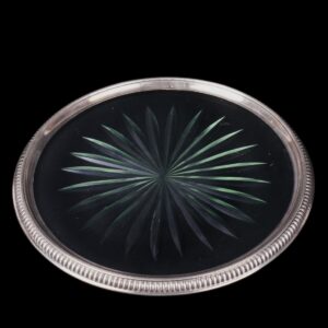 Antique French glass tray with silver encrusts — image 1