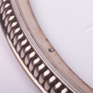 Antique French glass tray with silver encrusts — image 2