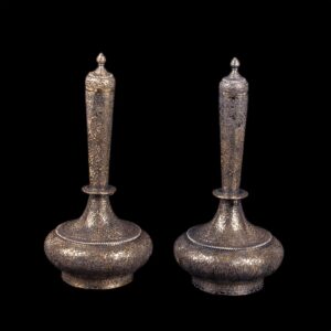 A pair of Kashmir silver surahi water flasks — image 1