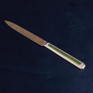 18K gold paper knife with colour enamel in a leather — image 4