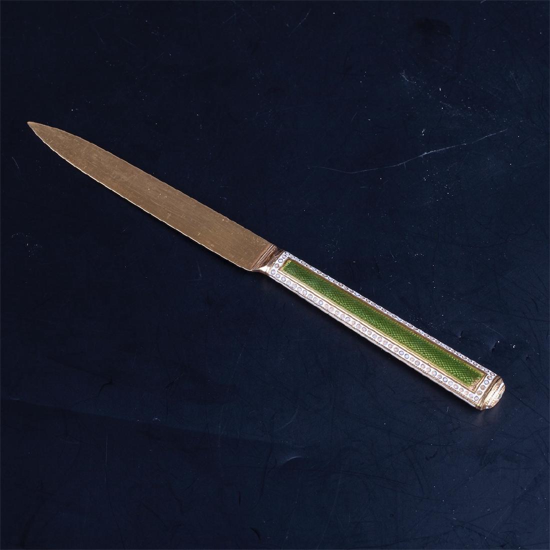 18K gold paper knife with colour enamel in a leather — image 4