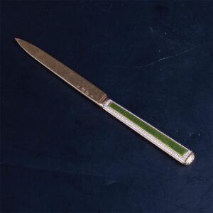 18K gold paper knife with colour enamel in a leather — image 5