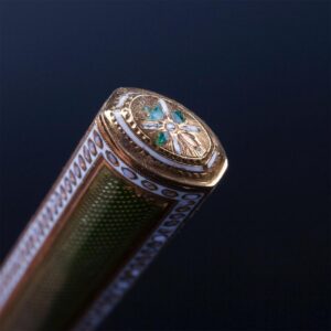 18K gold paper knife with colour enamel in a leather — image 7