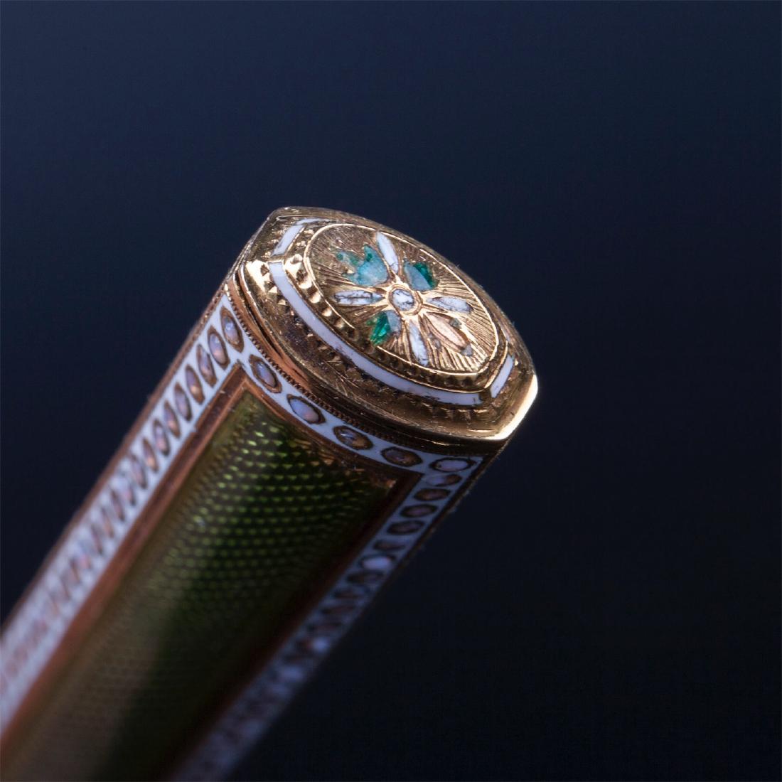 18K gold paper knife with colour enamel in a leather — image 7