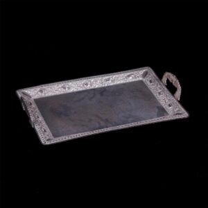 Huge antique silver tray with hands — image 1