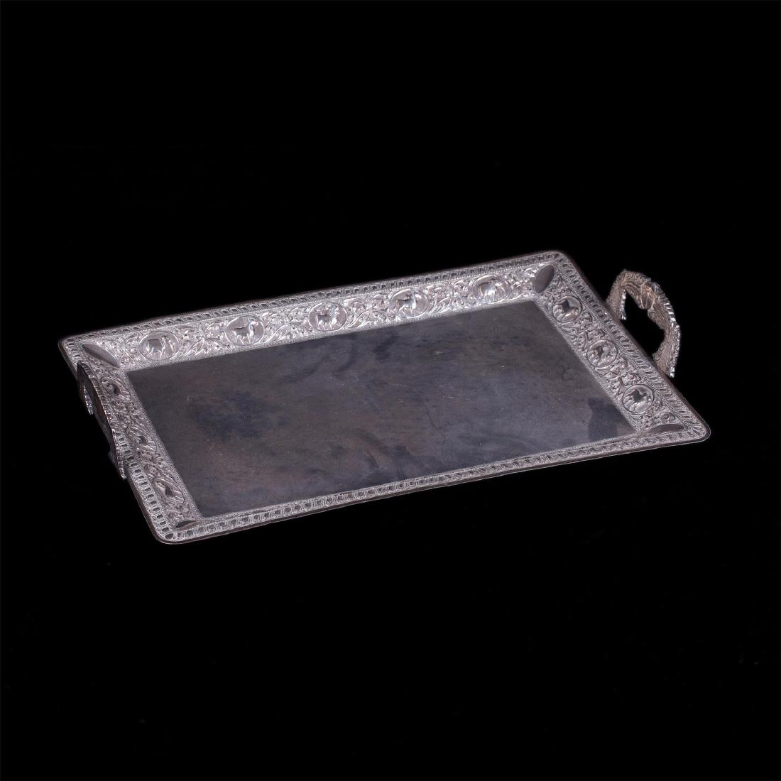 Huge antique silver tray with hands — image 1