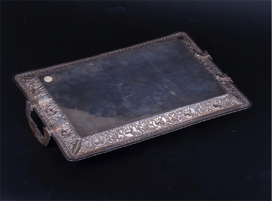 Huge antique silver tray with hands — image 4