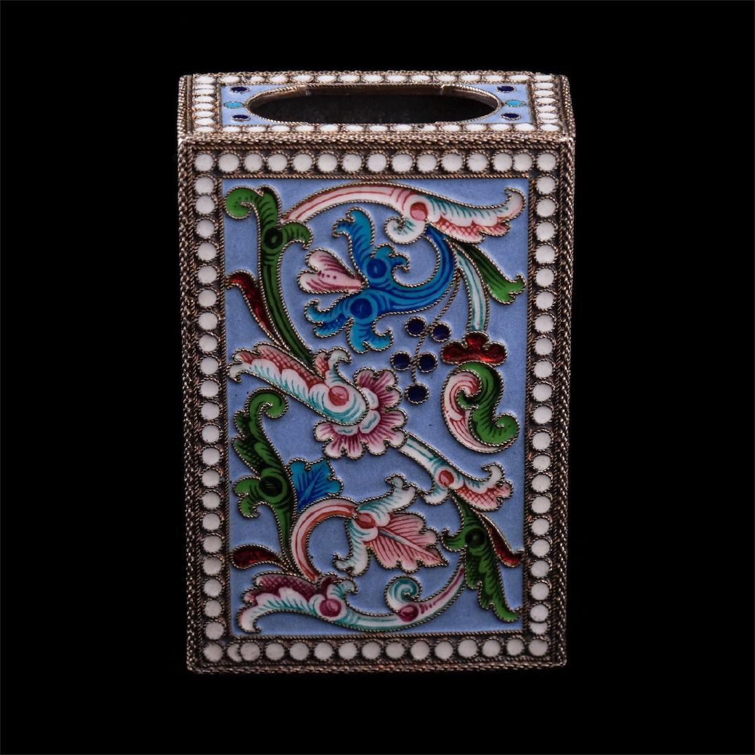 Russian silver and enamel matchbox — image 3