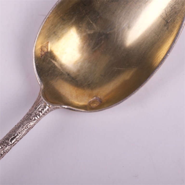 Silver set of 12 spoons in a box. — image 4
