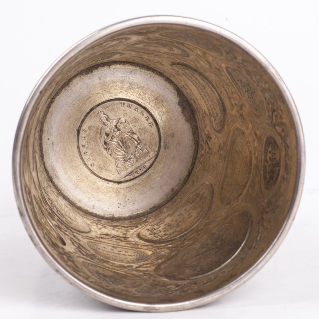 Antique silver goblet enchased with different coins — image 5