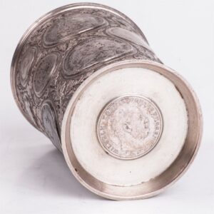 Antique silver goblet enchased with different coins — image 6