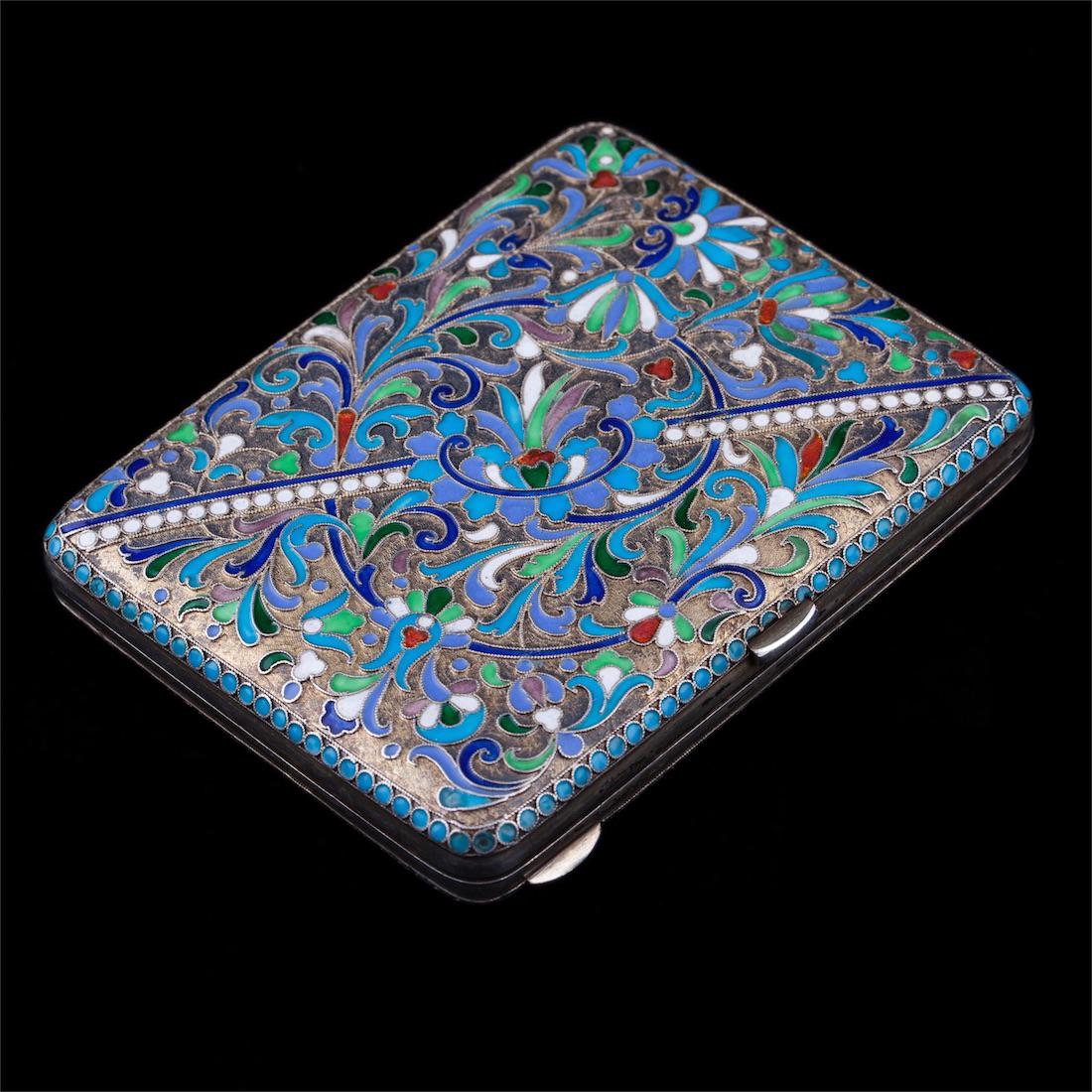 Russian silver and enamel cigarette-case — image 1