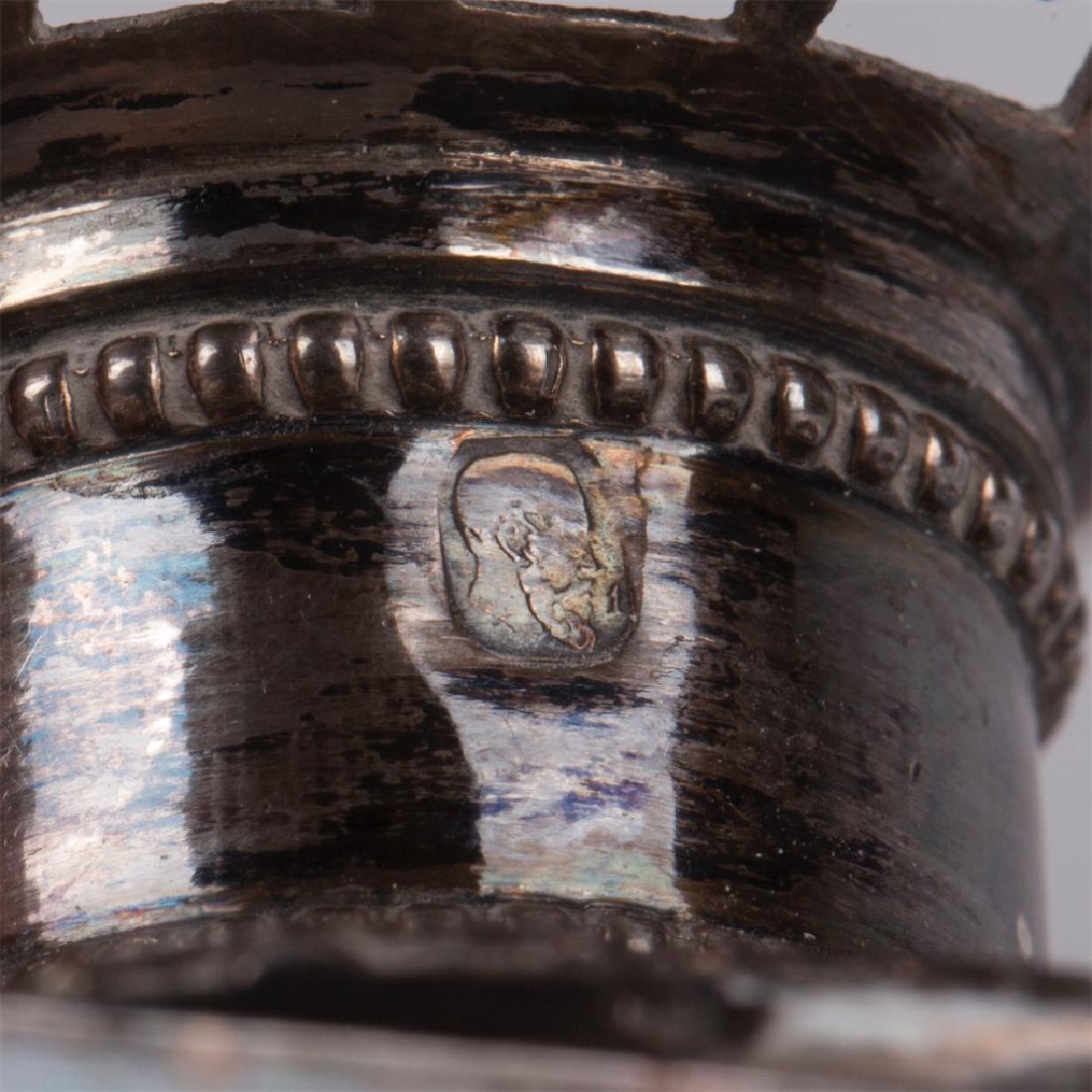Antique French silver mustard pot. 950 silver, blue — image 7