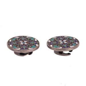 Russian silver and cloisonne enamel cufflinks — image 2