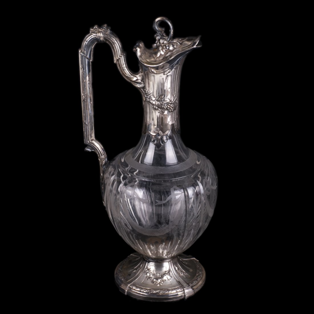 Antique jug with glass and silver encrusted — image 1