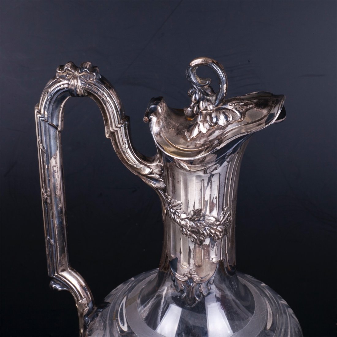 Antique jug with glass and silver encrusted — image 2