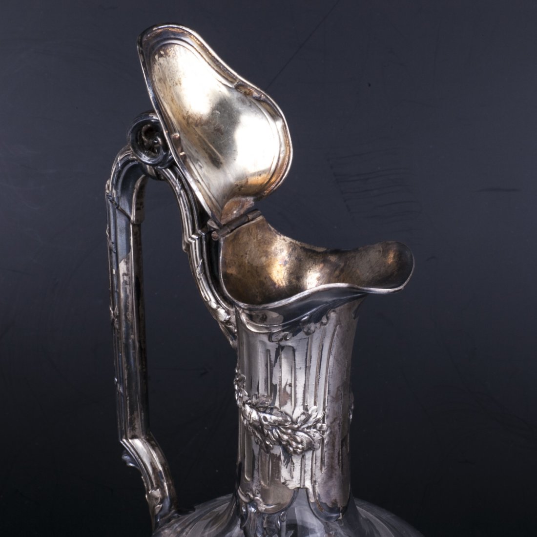 Antique jug with glass and silver encrusted — image 4