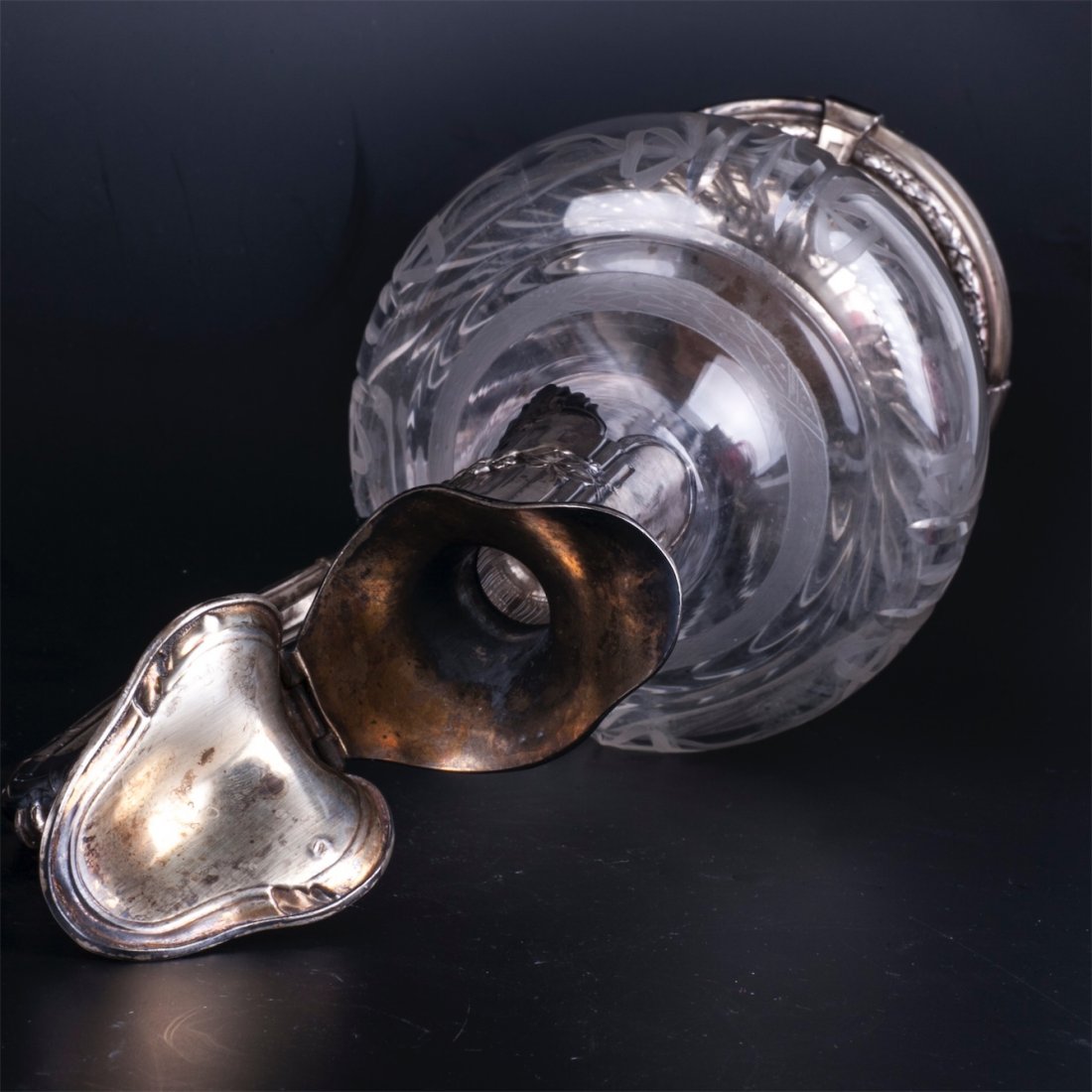 Antique jug with glass and silver encrusted — image 6