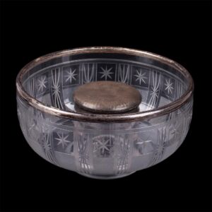 French caviar dish in 2 pieces. Silver, glass — image 1